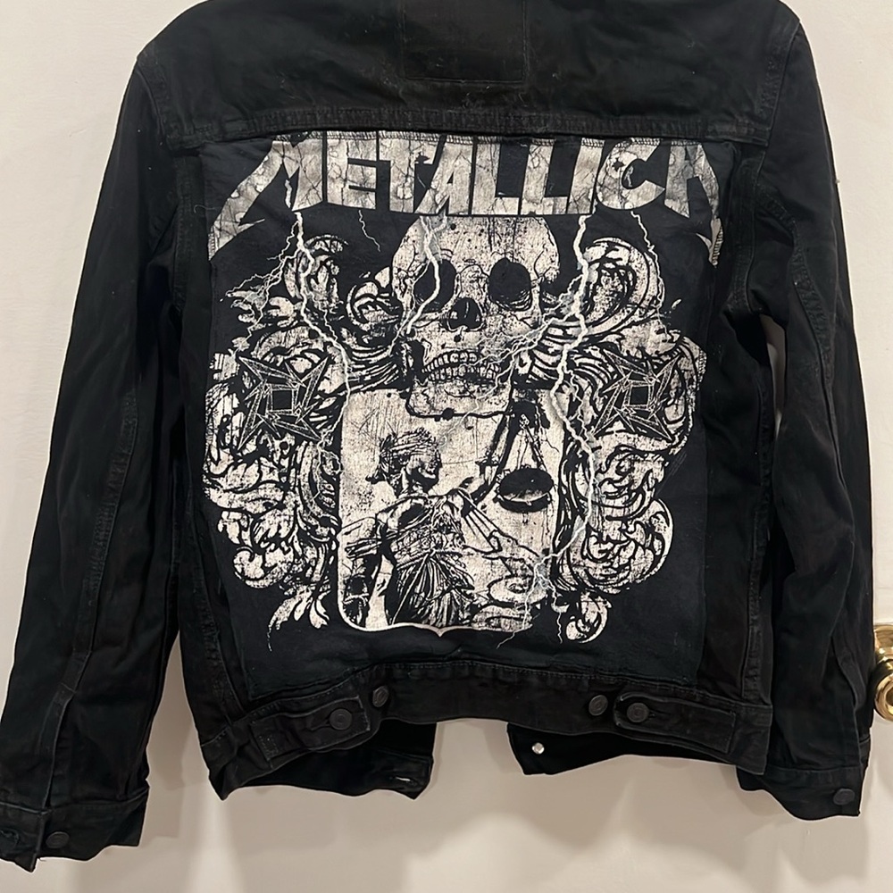 vintage levi’s black denim custom jacket